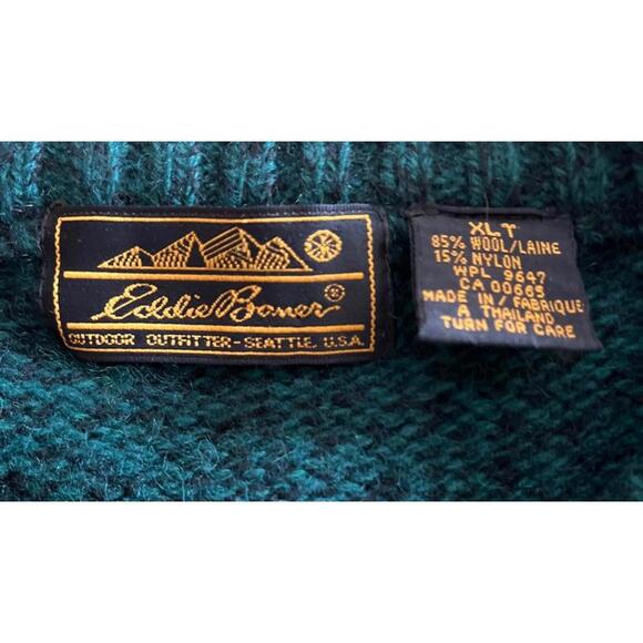 Vintage Eddie Bauer Dark Green Wool Sweater Size XLT - Picture 6 of 9